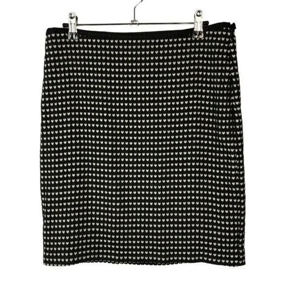Studio M Black & White Heart Printed Pencil Skirt 6